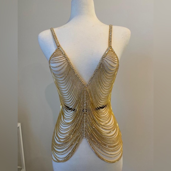 Full Body Chain Dress Festival Fashion Accessory Gold Body Chain Skirt For  Women